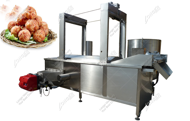 Continuous Meatballs Fryer Machine|Meatballs Frying Machine